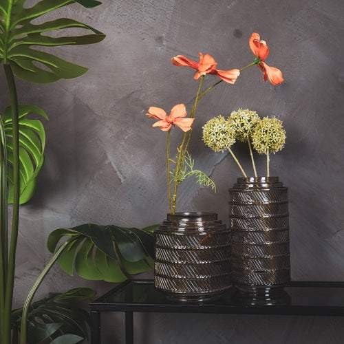 Smokey Patterned Glass Vase