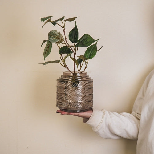 Smokey Patterned Glass Vase