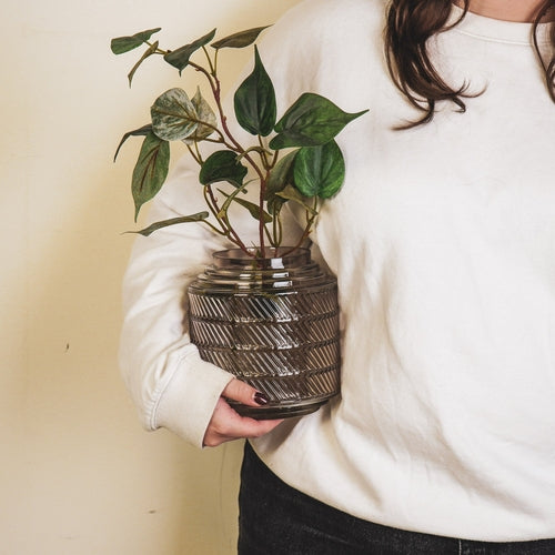 Smokey Patterned Glass Vase