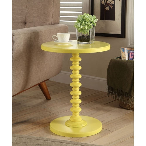 Sun Spire Turned-Wood Pedestal Side Table