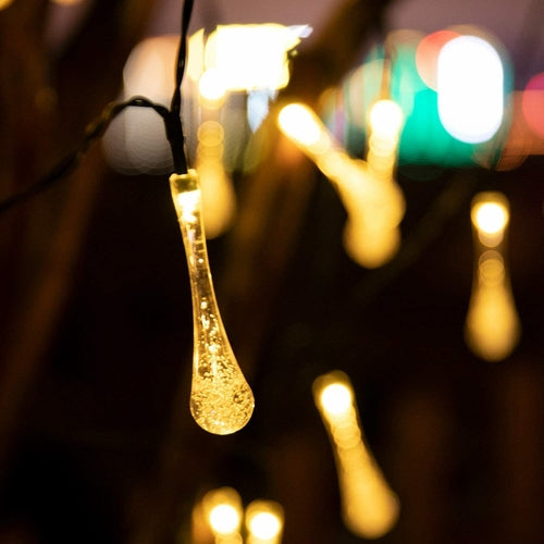 Solar Water Drop String Lights – 30 LED Outdoor Garden Fairy Lights