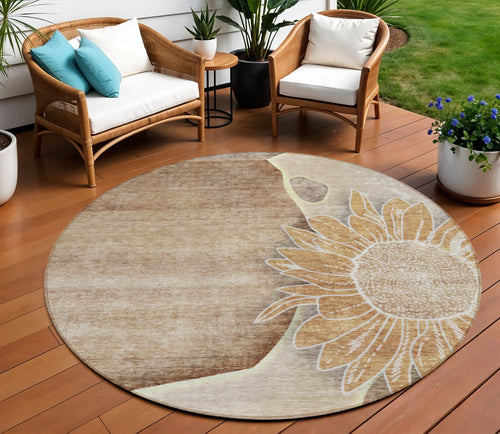 Floral Washable Indoor/Outdoor Rug