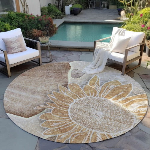Floral Washable Indoor/Outdoor Rug