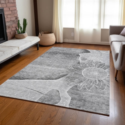 Floral Washable Indoor/Outdoor Rug