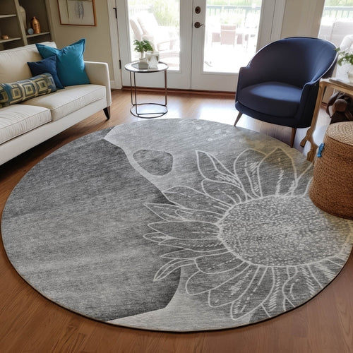 Floral Washable Indoor/Outdoor Rug