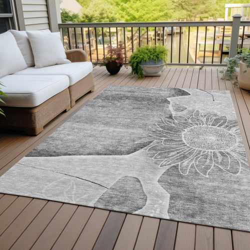 Floral Washable Indoor/Outdoor Rug
