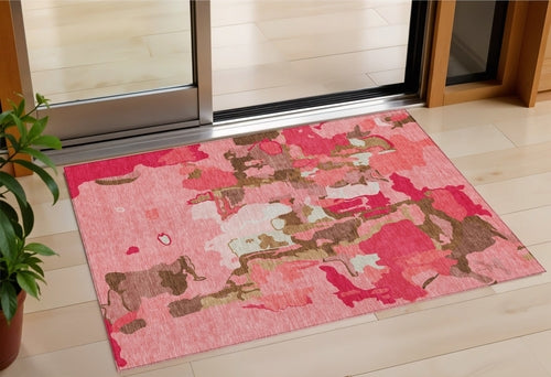 Abstract Washable Indoor/Outdoor Rug