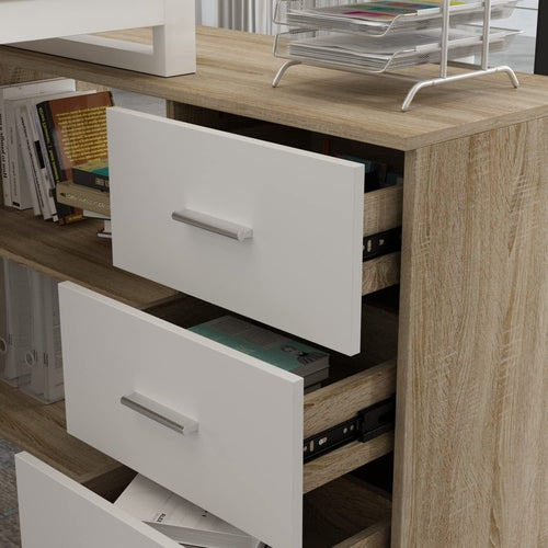 Aldercrest Walnut L-Shaped Executive Workspace Desk