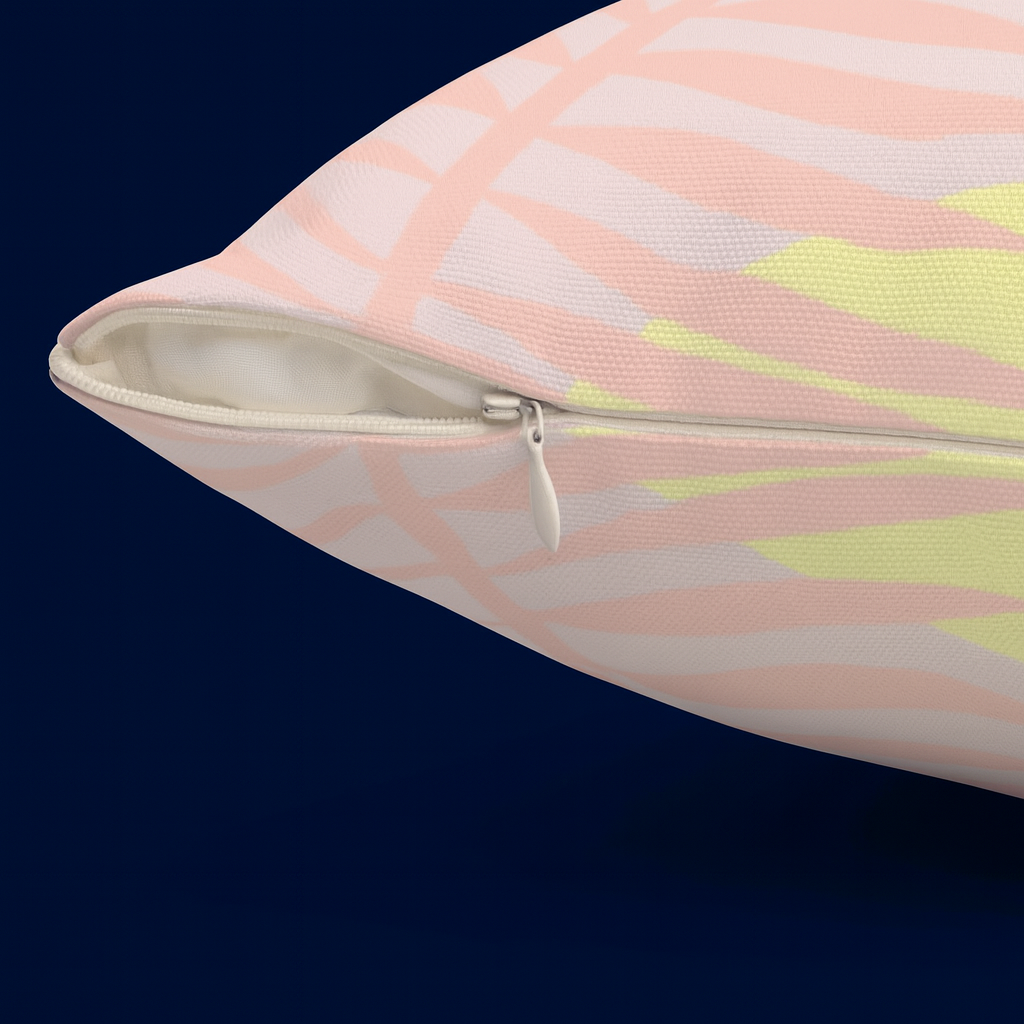 Green Leaf Print Square Pillow