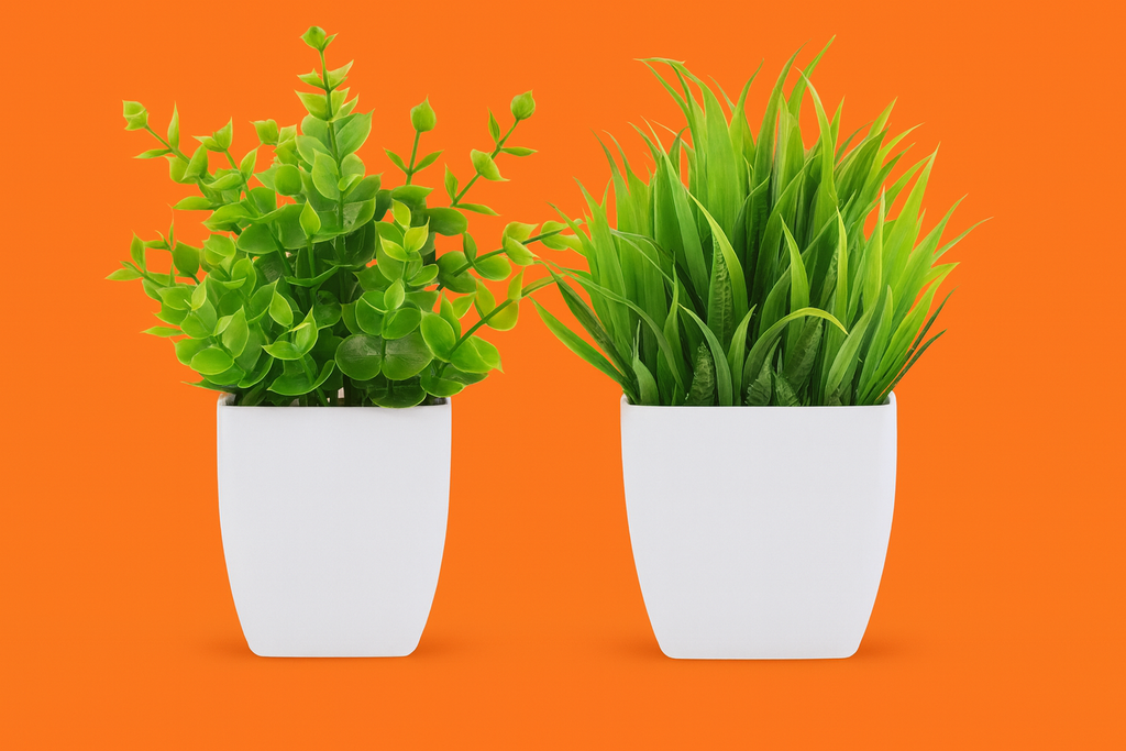 Verdant Duo Petite Botanical Set – Artificial Potted Plants (Set of 2), Multi-Colour