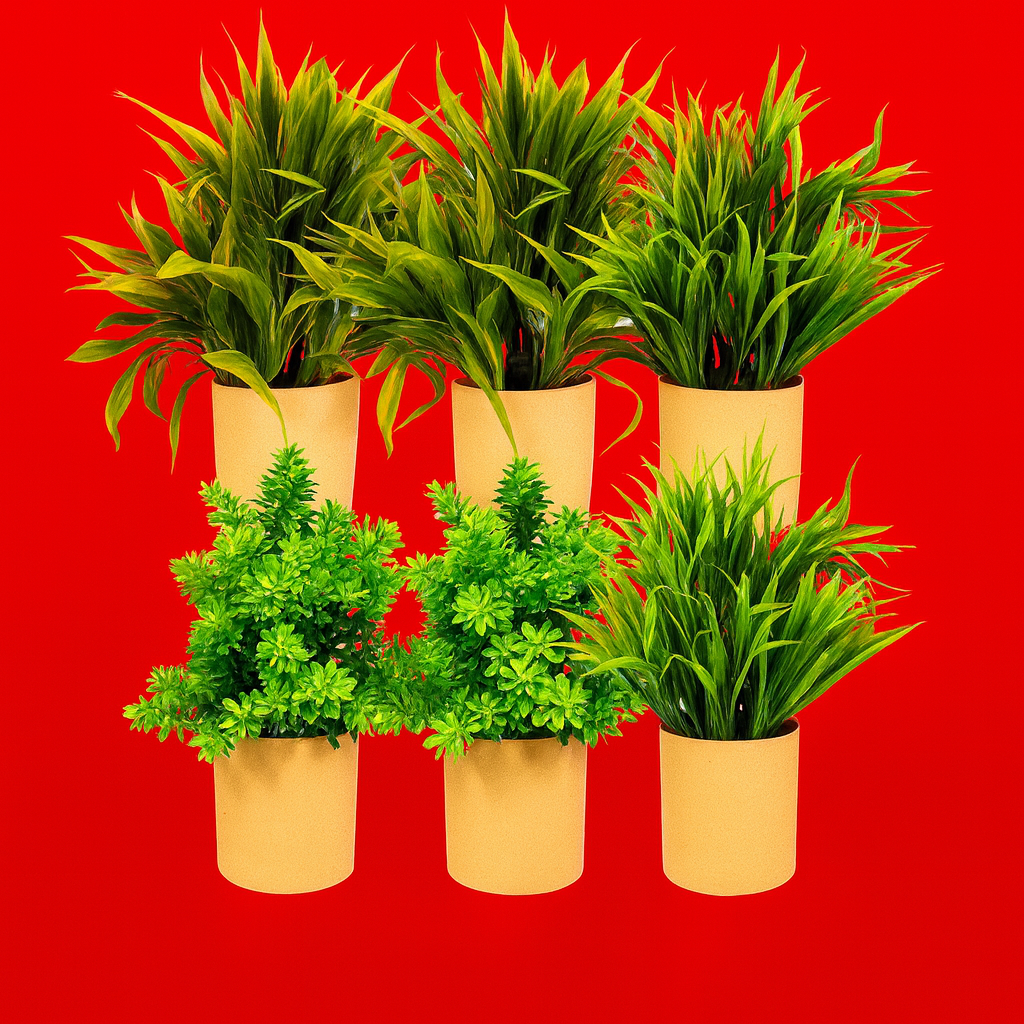 Verdant Modern Cylinder Faux Botanical – Artificial Potted Plant (Brown Cylinder Pot)