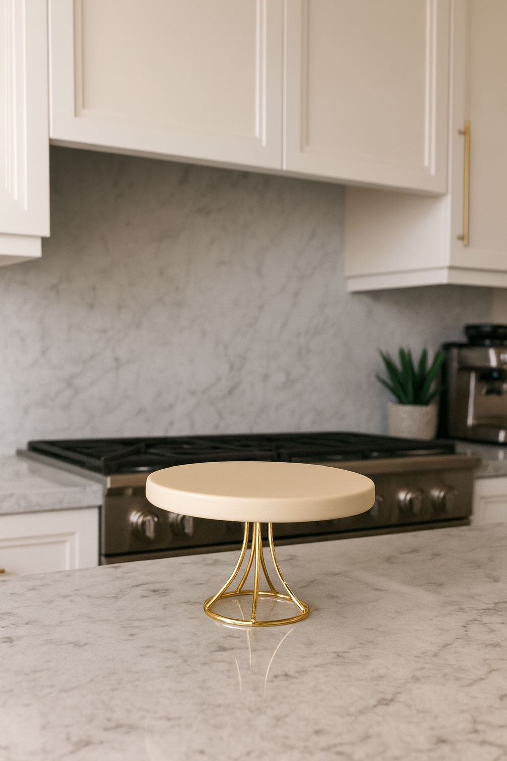 Aureline White & Gold Rotating Cake Stand