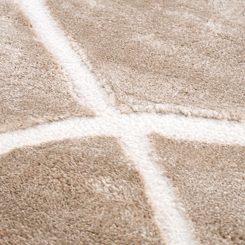 Cream and White High-Low Textured Shag Rug with Fringe