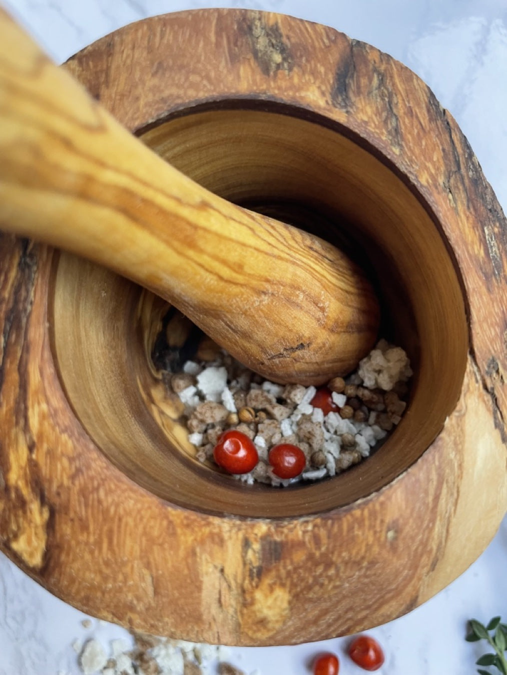 Handcrafted Olive Wood Mortar & Pestle – Rustic Mediterranean Kitchen Tool