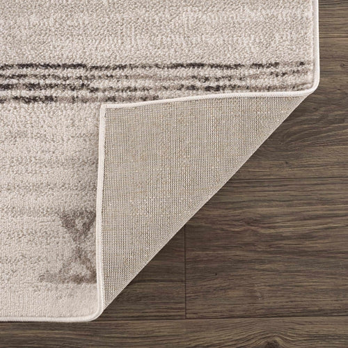 Cream and Charcoal Striped Boho Area Rug