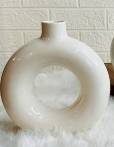White Circle Ceramic Vase