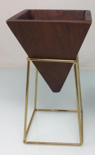 SOLACE ATELIER “Geometric Brass Duo” Planter Vase Set