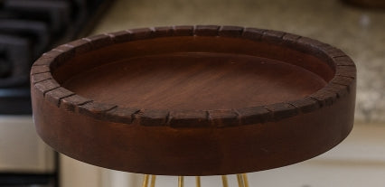 Celestique Wood & Gold Rotating Dessert Pedestal