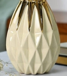Ivory & Gold Geometric Art Bottle Vase