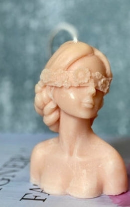 Blindfolded Flower Girl Candle – Handcrafted Soy Wax Sculpture
