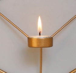 Set of 2 Gold-Toned Wall Mounted Hexagon Tealight Candle Holders