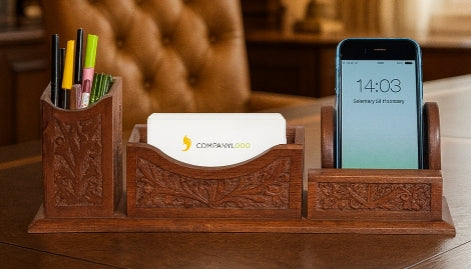 Handcrafted Rosewood Mobile Holder & Desk Organizer – Pen and Note Stand