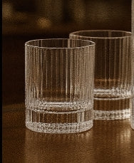 Embossed Glass Decanter and Old-Fashioned Tumbler Set – Five-Piece Collection