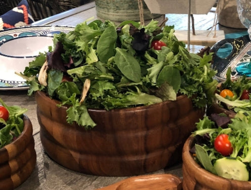 7-Piece Handcrafted Acacia Wood Serving Set – Bowl & Utensils Collection