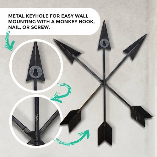 Bronze Arrow Wall Decor Set – Rustic 3-Piece Cast Iron Arrows