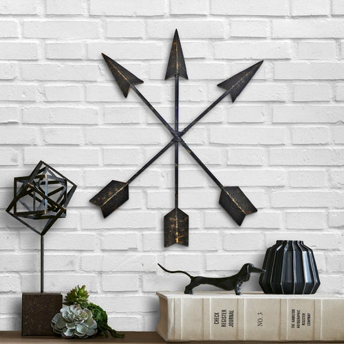 Bronze Arrow Wall Decor Set – Rustic 3-Piece Cast Iron Arrows