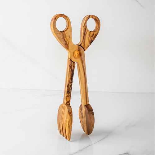 Handcrafted Olive Wood Salad Tongs