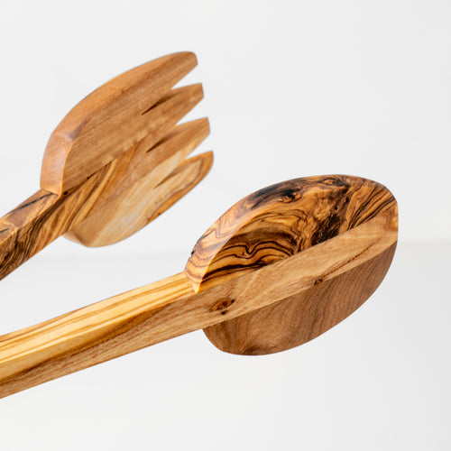 Handcrafted Olive Wood Salad Tongs