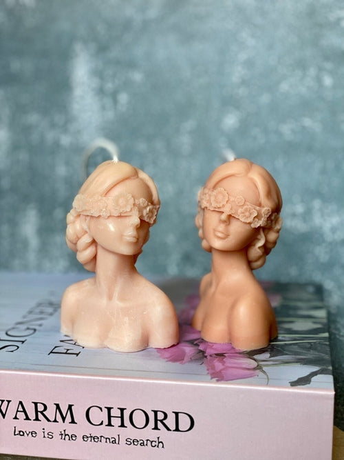 Blindfolded Flower Girl Candle – Handcrafted Soy Wax Sculpture