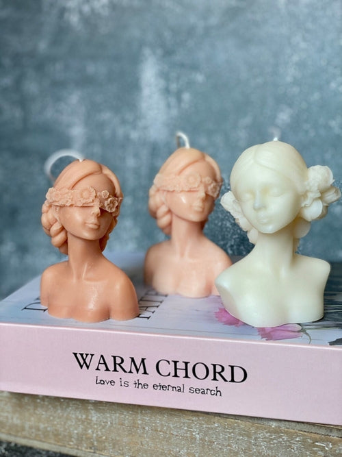 Blindfolded Flower Girl Candle – Handcrafted Soy Wax Sculpture