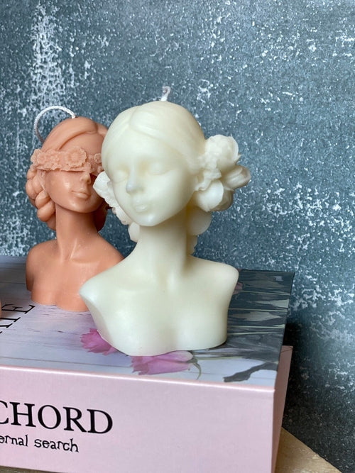 Blindfolded Flower Girl Candle – Handcrafted Soy Wax Sculpture