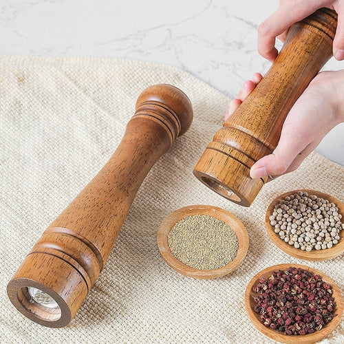 Oak Pepper Mill Set with Adjustable Ceramic Grinder – Two-Piece